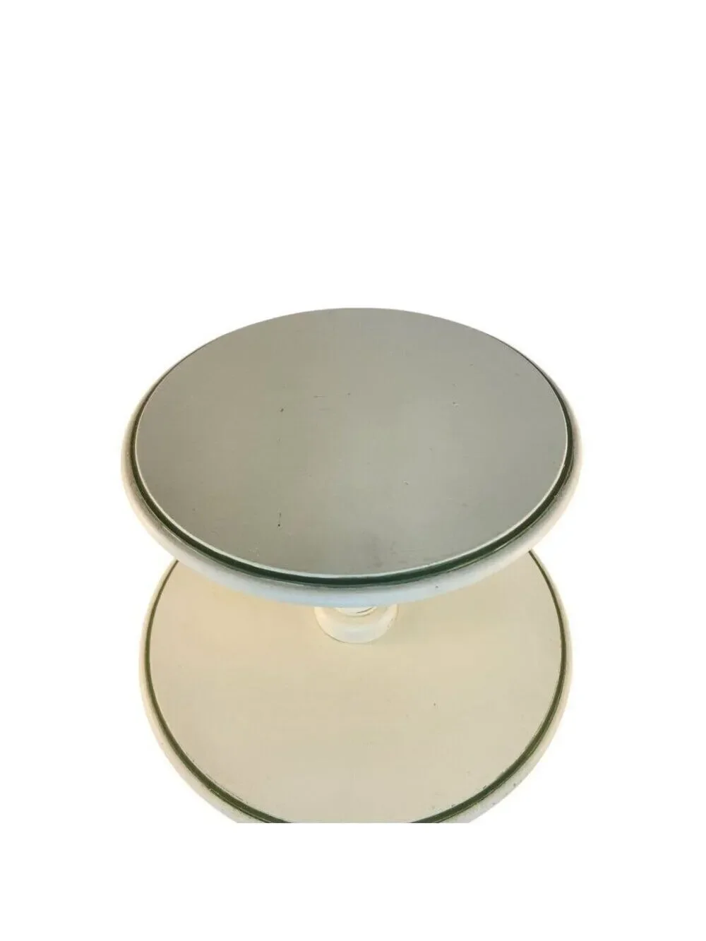 Rustic Two Tier Wooden Stand, Distressed Cream Green Tray, Farmhouse Tiered Disp